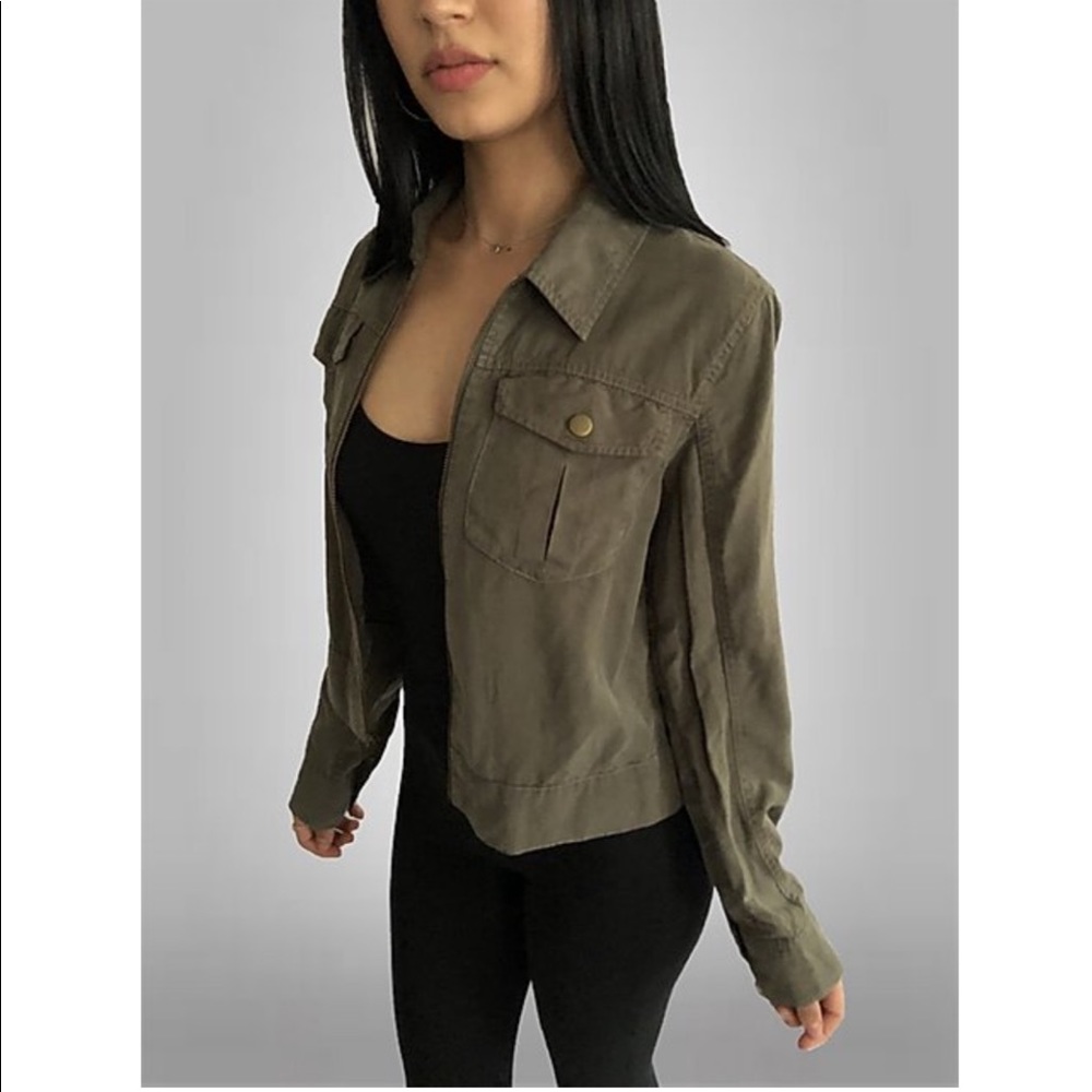 Sueded cotton Bomber Jacket-OLIVE